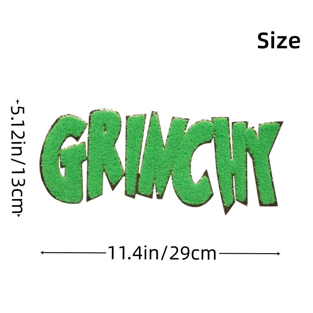 Grinchy Chenille Iron On Holiday Patch